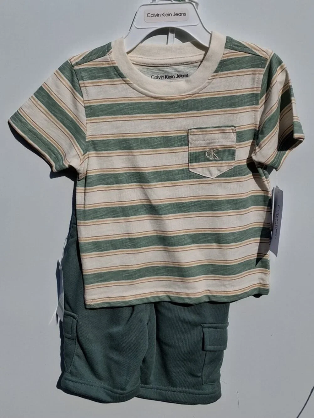 Calvin Klein 2-piece striped pocket tee & cargo shorts